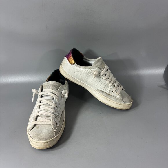 P448 Women's White Johnny Glitter Removable Insole Solid Carved Sneaker, Size 37 - Picture 1 of 16